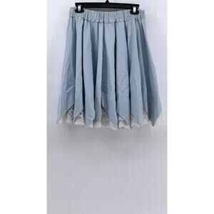 LONDON BRIDGE MONDIKI Women’s Blue Vintage Lace Trim Point Hem Skirt SZ 20